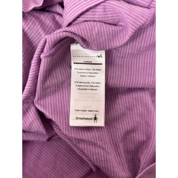 Smartwool Top XS Womens Purple Striped Merino Wool Short Sleeve - Picture 8 of 9